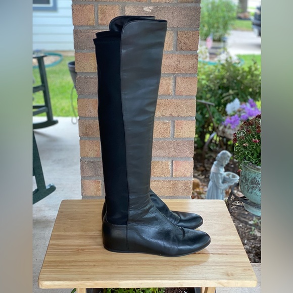 Stuart Weitzman MAINLINE Hidden Wedge Over the Knee Boot Black Leather Size 8.5 - Picture 9 of 11